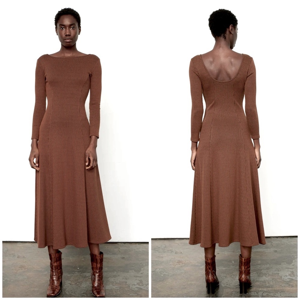 Mara Hoffman Gwyneth Ribbed Scoop Neck Dress Brown
